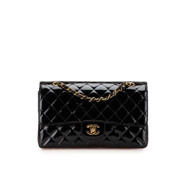 CHANEL Matelasse Double Face Chain Shoulder Bag Enamel Black