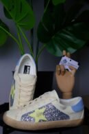 Golden Goose Silver Glitter/ Light Blue/ Taupe Star