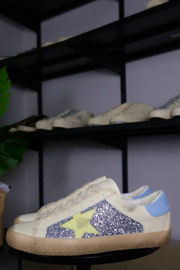 Golden Goose Silver Glitter/ Light Blue/ Taupe Star - Slika 3