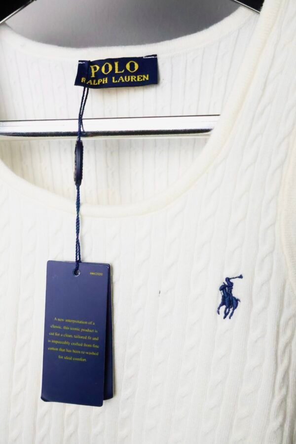 Majica Polo Ralph Lauren bez rukava, pletena, bijela - Slika 5