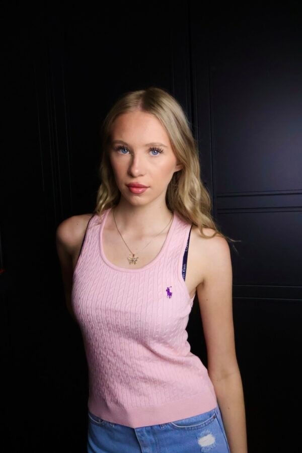 Majica Polo Ralph Lauren bez rukava, pletena, svijetlo roza - Slika 2