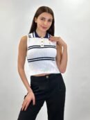 YSL majica bez rukava Bijela / Tamno plava