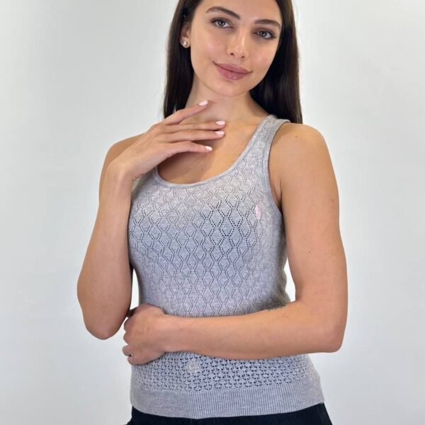 Majica Polo Ralph Lauren bez rukava, pletena, svijetlo siva