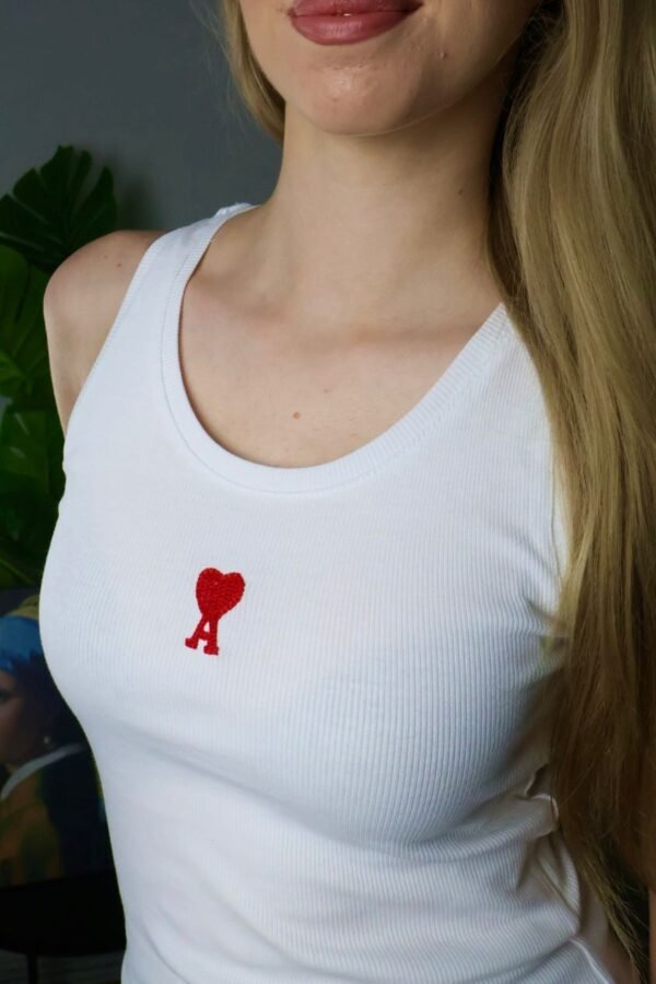 Ami majica bez rukava / White / Red Logo - Slika 3