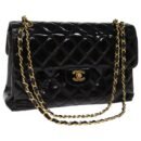 CHANEL Matelasse Double Face Chain Shoulder Bag Enamel Black