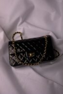CHANEL Matelasse Double Face Chain Shoulder Bag Enamel Black
