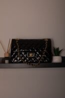 CHANEL Matelasse Double Face Chain Shoulder Bag Enamel Black