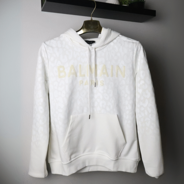 Balmain hoodie/ White/ Gold Logo