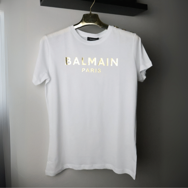 Balmain majica / White / Gold logo