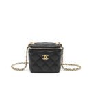 Chanel Mini Metal Vanity With Chain Black Lambskin Aged Gold Hard