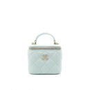 Chanel Mini Top Handle Vanity With Chain Light Blue Lambskin Gold Hard