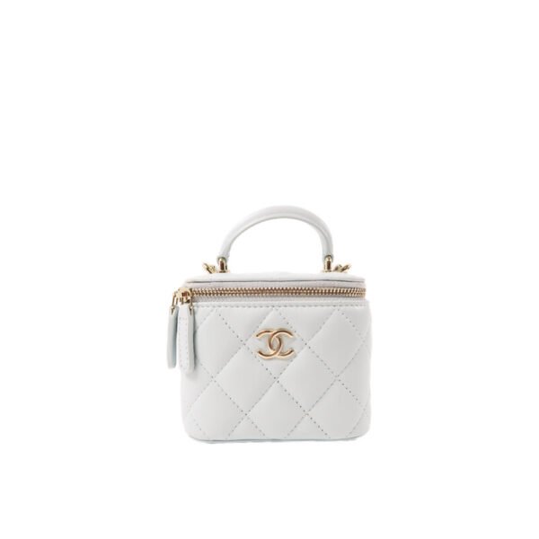 Chanel Mini With Chain white Lambskin Gold Hard