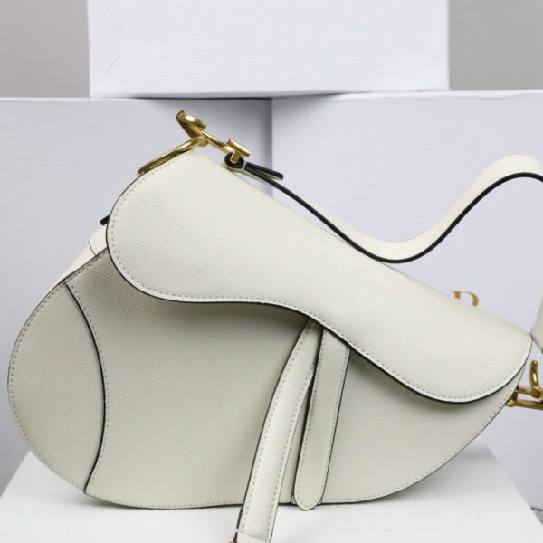 Christian Dior White Leather Saddle Handbag