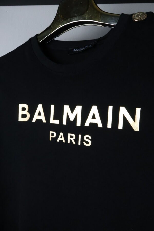 Balmain majica / Black / Gold logo - Slika 4