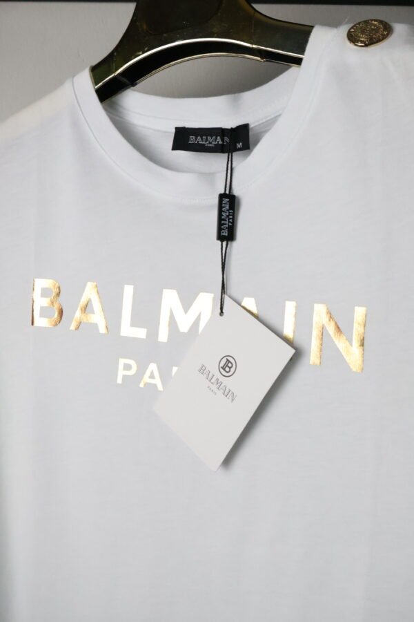 Balmain majica / White / Gold logo - Slika 4