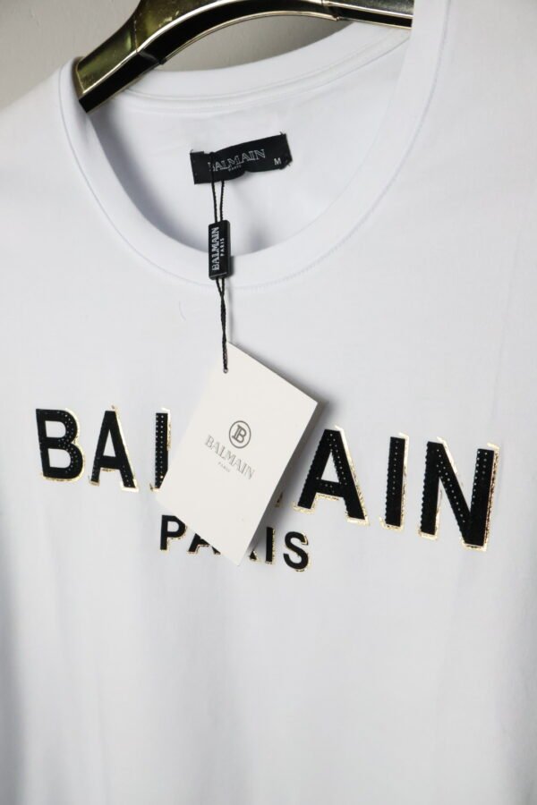 Balmain majica / White / Gold logo - Slika 4