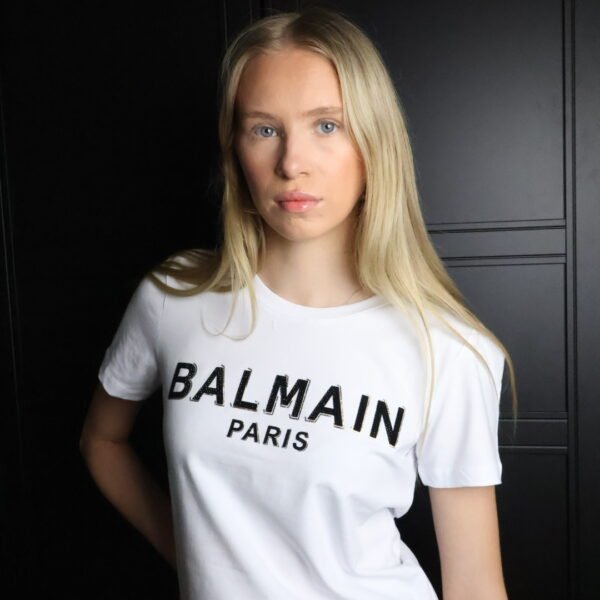 Balmain majica / White / Gold logo