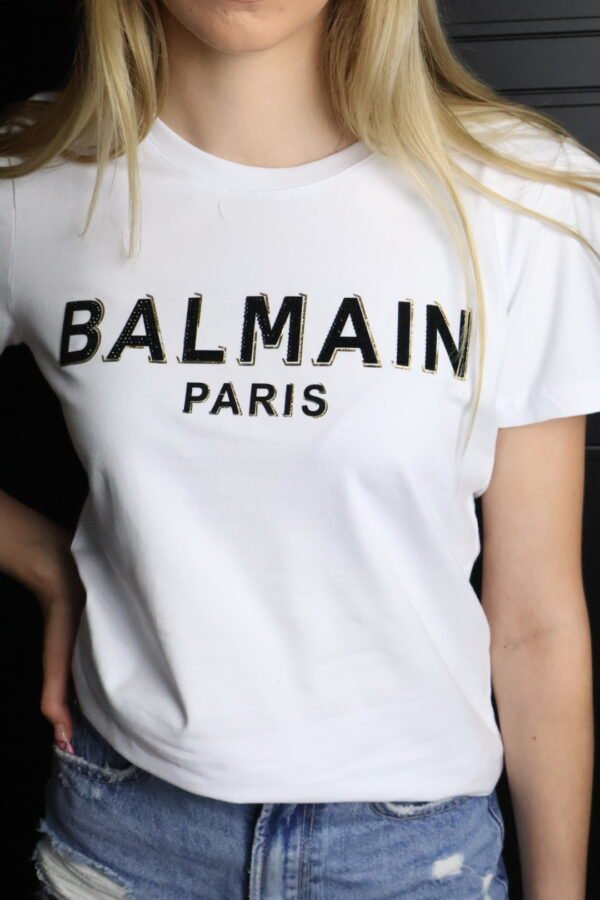 Balmain majica / White / Gold logo - Slika 3