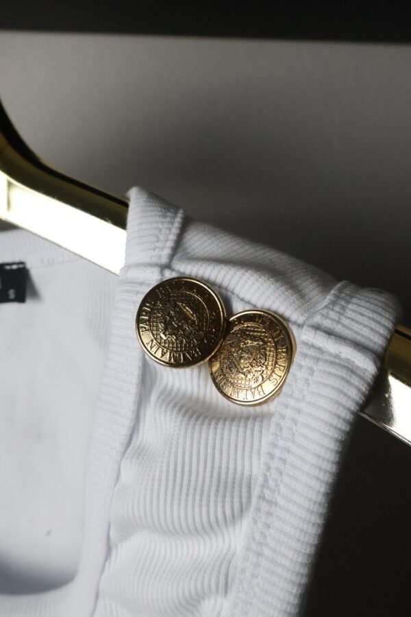 Balmain majica bez rukava / White / Gold Logo - Slika 4