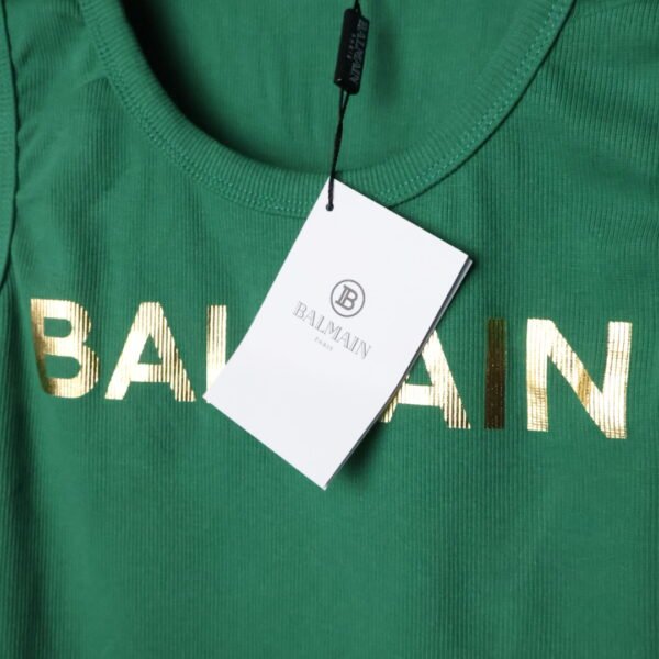 Balmain majica bez rukava / Green / Gold Logo