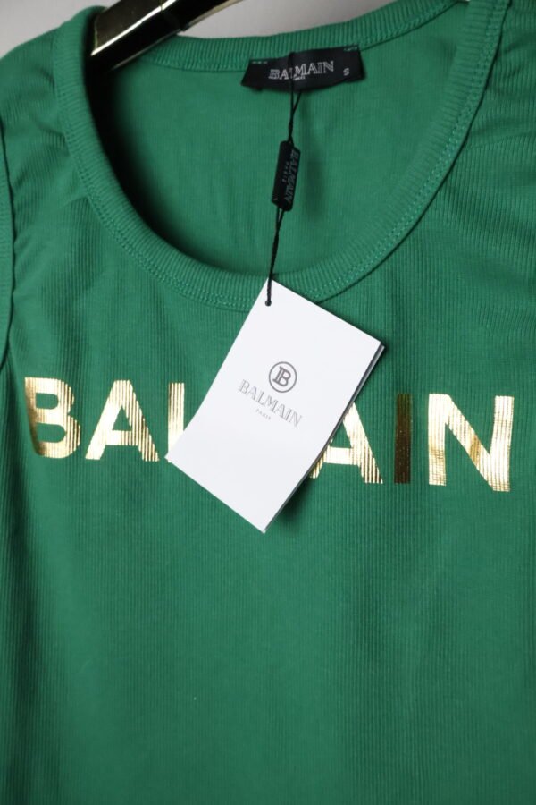 Balmain majica bez rukava / Green / Gold Logo - Slika 4