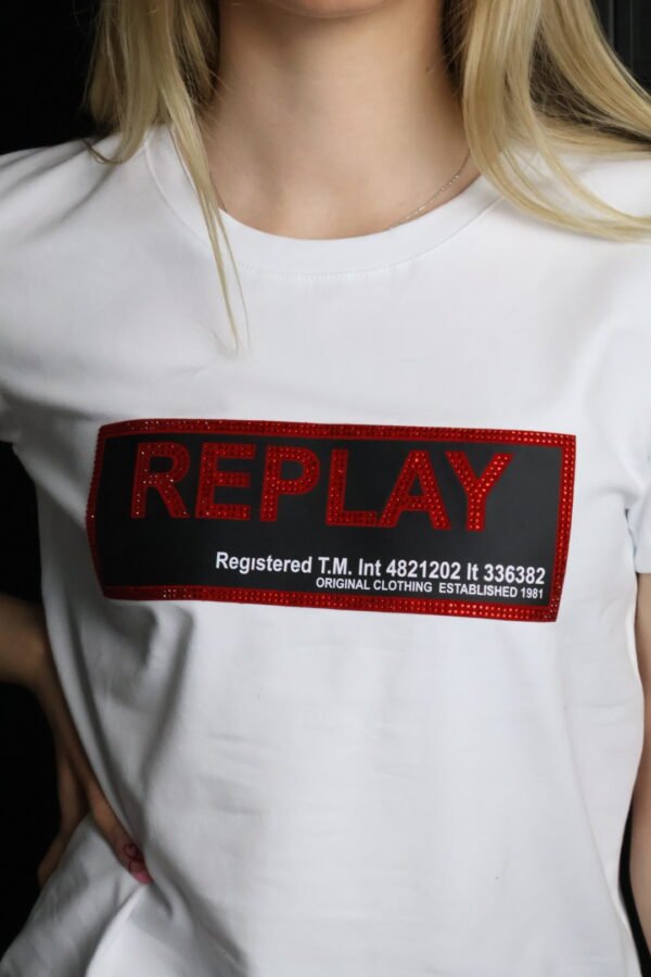 Replay majica / White / Red and black logo - Slika 3