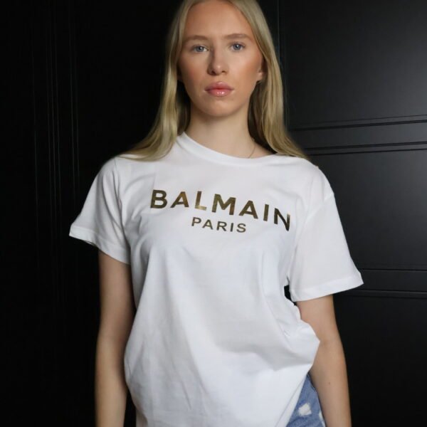Balmain majica / White / Gold logo