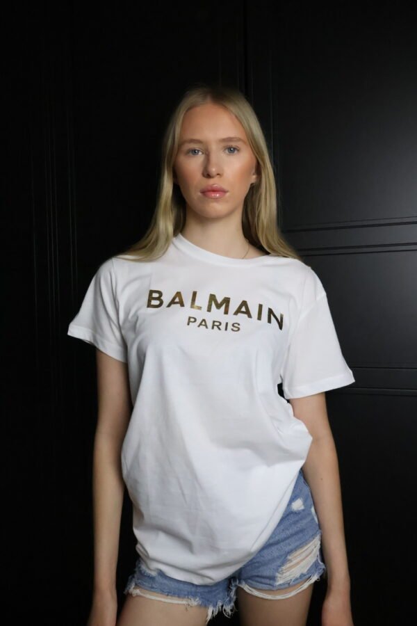 Balmain majica / White / Gold logo - Slika 2