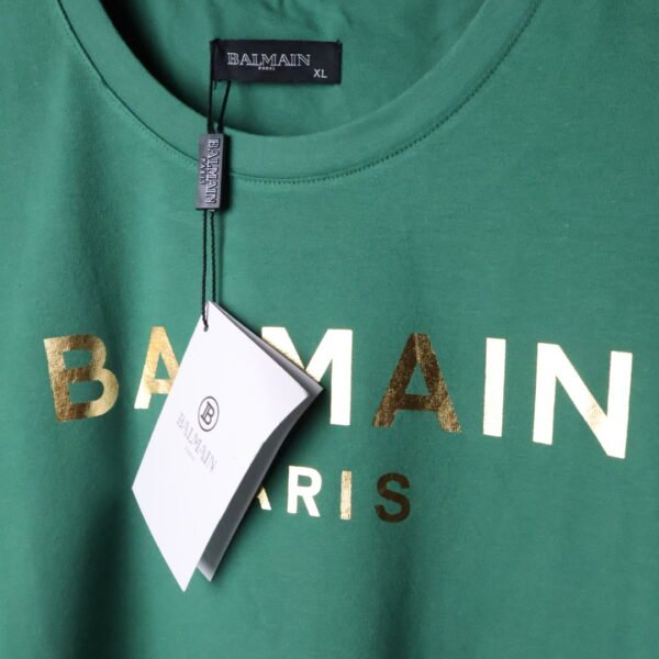 Balmain majica / Green/ Gold logo