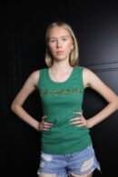 Balmain majica bez rukava / Green / Gold Logo
