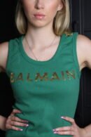Balmain majica bez rukava / Green / Gold Logo