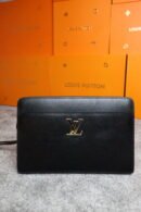 Louis Vuitton Calfskin Lock Me Zippy - Black
