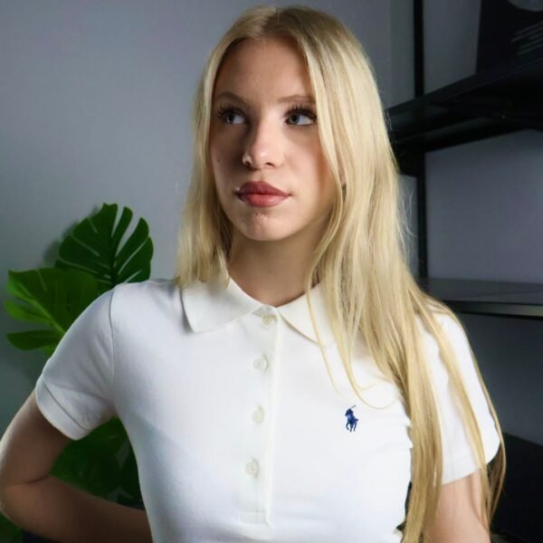 Saint Laurent haljina / White / Dark Blue Logo