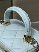 Chanel Mini Top Handle Vanity With Chain Light Blue Lambskin Gold Hard