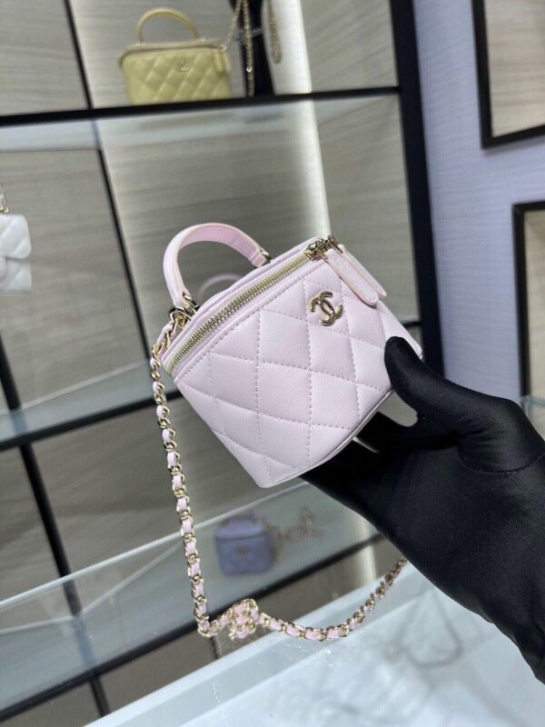 Chanel Mini Top Handle Vanity With Chain Light Pink Lambskin Gold Hard - Slika 8