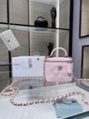 Chanel Mini Top Handle Vanity With Chain Light Pink Lambskin Gold Hard