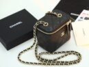 Chanel Mini Metal Vanity With Chain Black Lambskin Aged Gold Hard