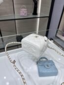 Chanel Mini With Chain white Lambskin Gold Hard