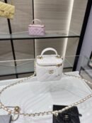 Chanel Mini With Chain white Lambskin Gold Hard