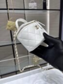 Chanel Mini With Chain white Lambskin Gold Hard