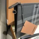 Burberry Edin Check E-canvas Pouch In Charcoal