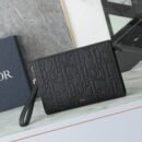 Christian Dior A5 Triangle Pouch D Gravity Leather Black