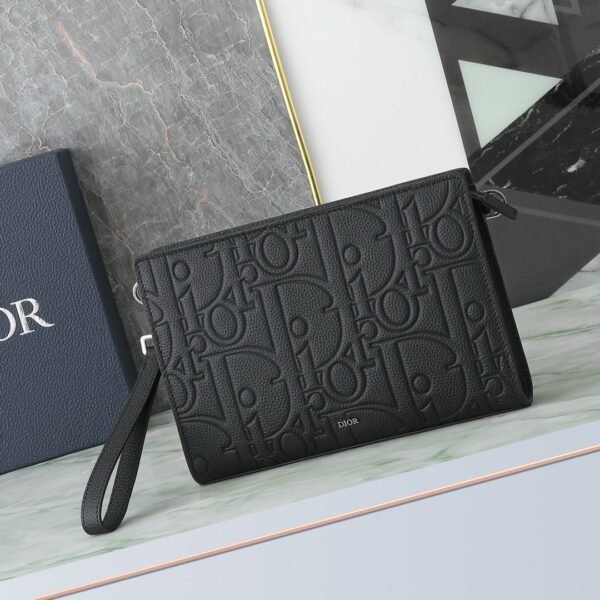 Christian Dior A5 Triangle Pouch D Gravity Leather Black - Slika 2
