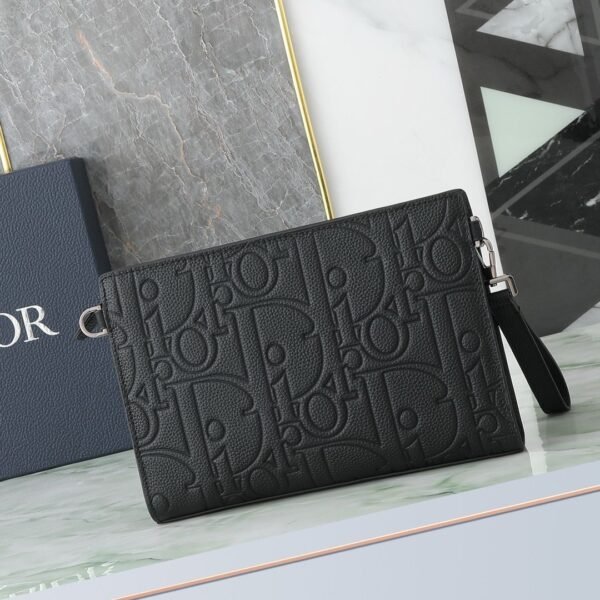 Christian Dior A5 Triangle Pouch D Gravity Leather Black - Slika 3