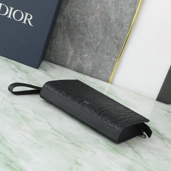 Christian Dior A5 Triangle Pouch D Gravity Leather Black - Slika 4