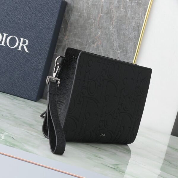 Christian Dior A5 Triangle Pouch D Gravity Leather Black - Slika 5