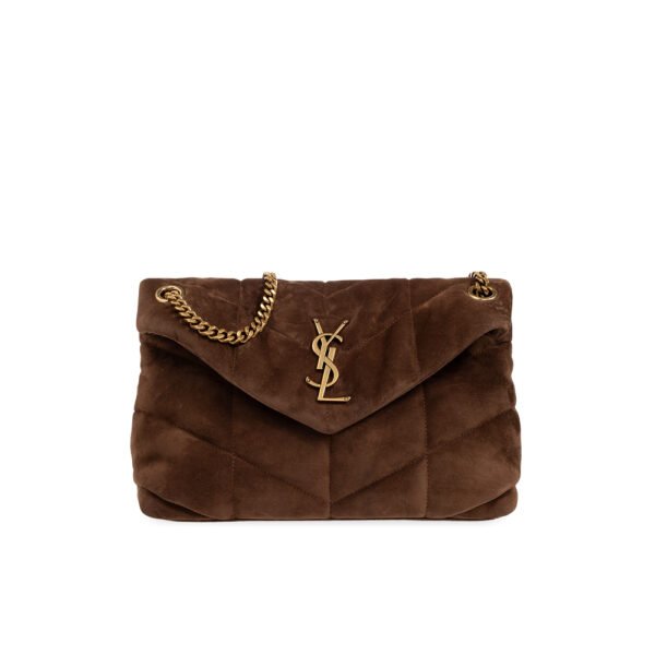 YSL Saint Laurent Lou Matelasse medium suede brown coffee