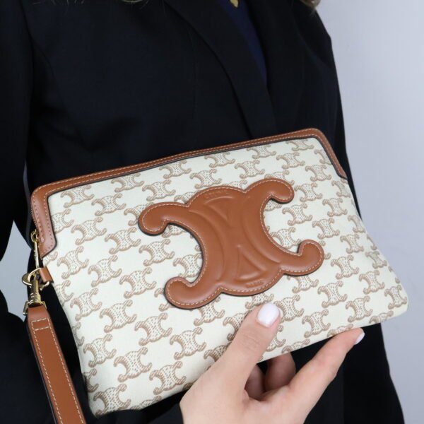 Celine Triomphe Clutch Beige