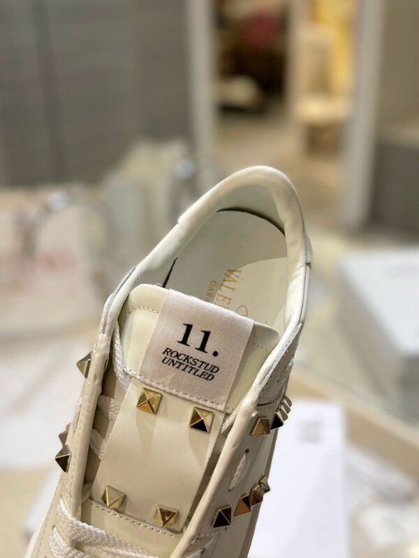 Valentino Garavani Rockstud White/Gold Leather Flatform - Slika 10