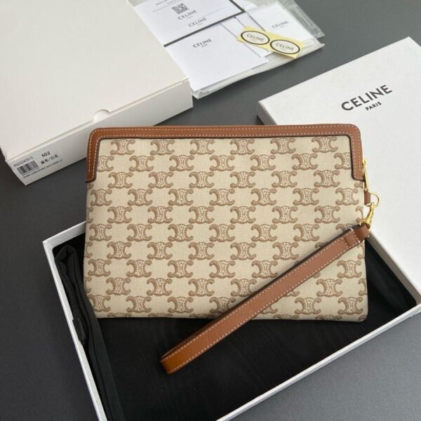 Celine Triomphe Clutch Beige
